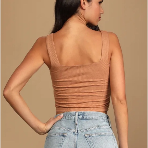 Going With You Light Brown Ribbed Square Neck Tank Top - Picture 4 of 7